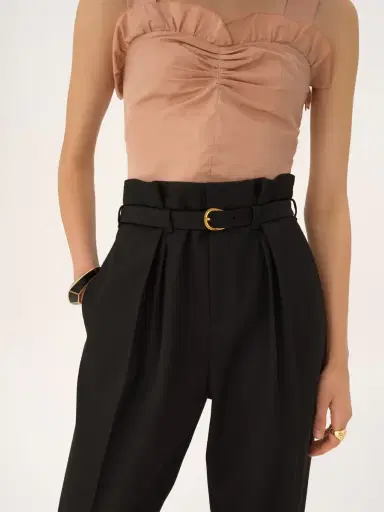 Chloé High-rise wide-leg pants in wool grain de poudre | Thumbnail 6