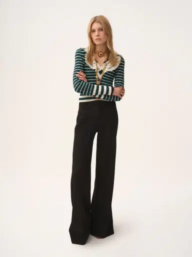 Chloé High-rise flared pants in wool grain de poudre | Thumbnail 3