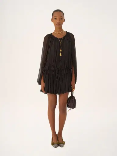 Chloé Mini cape dress in silk mousseline | Thumbnail 3
