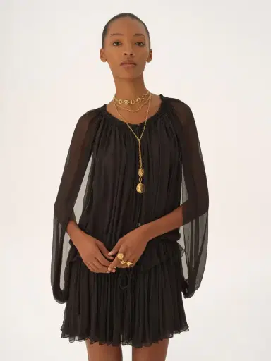 Chloé Mini cape dress in silk mousseline | Thumbnail 4