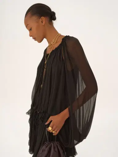 Chloé Mini cape dress in silk mousseline | Thumbnail 6