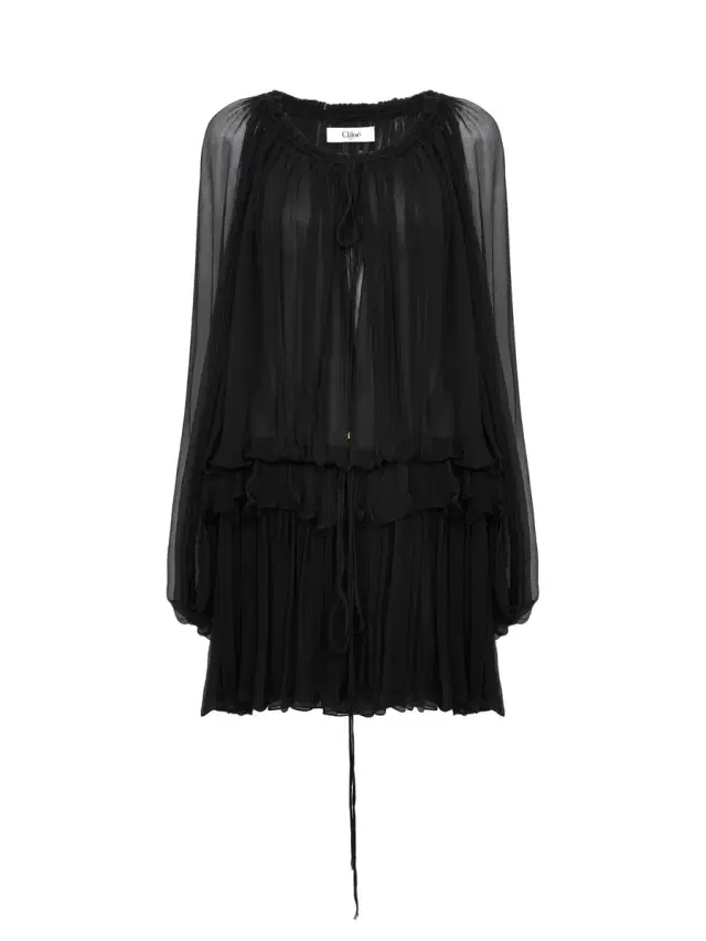 Chloé Mini cape dress in silk mousseline