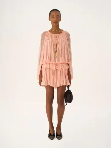 Chloé Mini cape dress in silk mousseline | Thumbnail 3