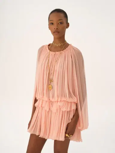 Chloé Mini cape dress in silk mousseline | Thumbnail 4