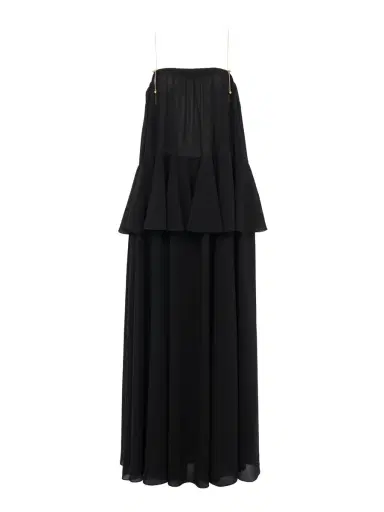 Chloé Sleeveless long dress in silk georgette | Thumbnail 1 Chloé Sleeveless long dress in silk georgette | Thumbnail 1