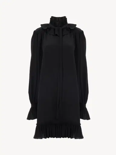 Chloé Long-sleeve mini dress in crêpe de chine | Thumbnail 2