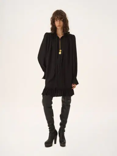 Chloé Long-sleeve mini dress in crêpe de chine | Thumbnail 3