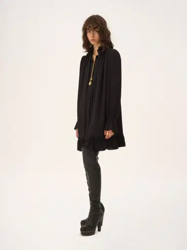 Chloé Long-sleeve mini dress in crêpe de chine | Thumbnail 4