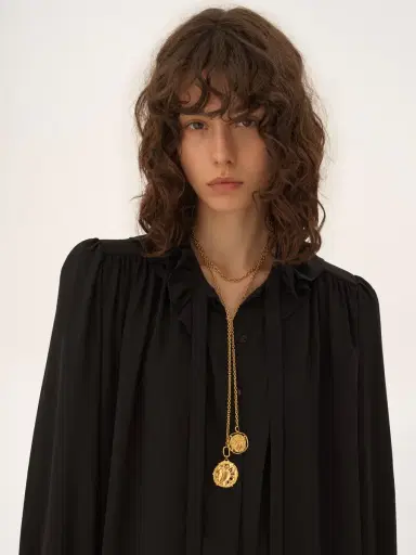 Chloé Long-sleeve mini dress in crêpe de chine | Thumbnail 6