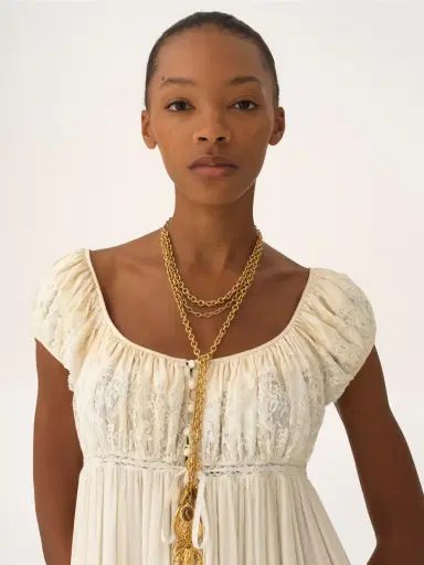 Chloé Short-sleeve mini dress in silk mousseline & lace | Thumbnail 7 Chloé Short-sleeve mini dress in silk mousseline & lace | Thumbnail 7