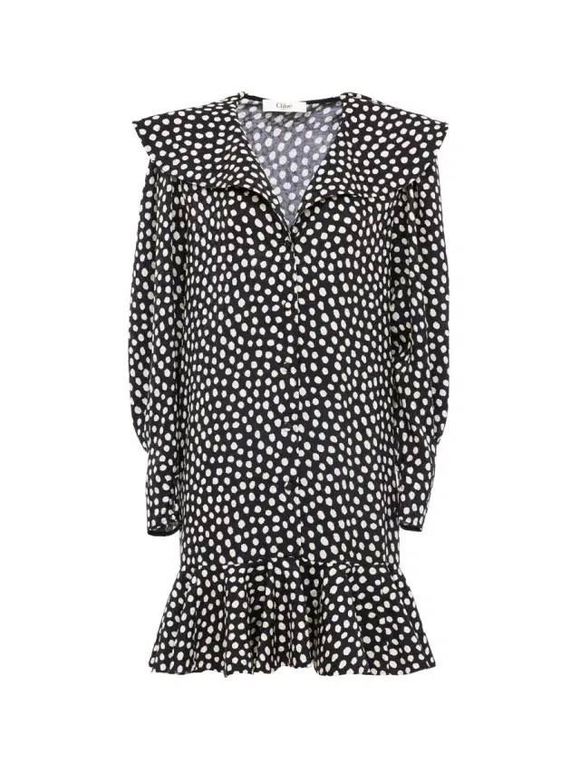 Chloé Long-sleeve mini dress in silk jacquard