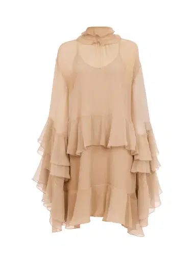 Chloé Mini ruffled dress in silk mousseline | Thumbnail 2