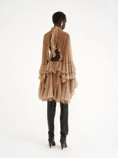 Chloé Mini ruffled dress in silk mousseline | Thumbnail 5