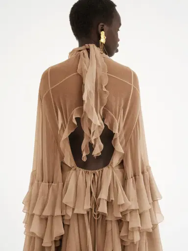 Chloé Mini ruffled dress in silk mousseline | Thumbnail 6