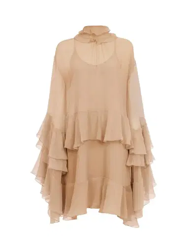 Chloé Mini ruffled dress in silk mousseline | Thumbnail 1