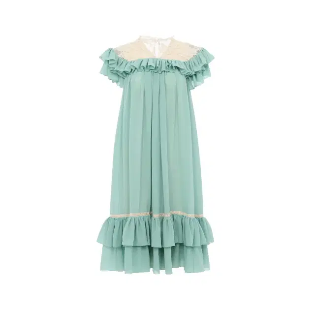 Chloé Short-sleeve mini dress in silk georgette & lace