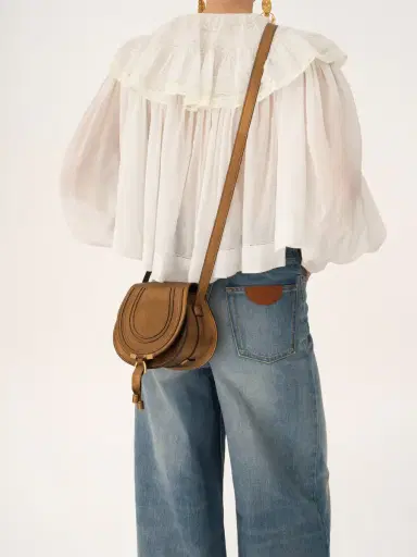 Chloé Small Marcie saddle bag in metallized leather | Thumbnail 3