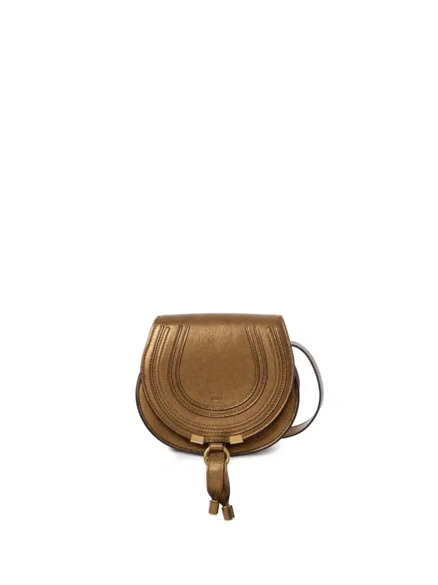 Chloé Small Marcie saddle bag in metallized leather