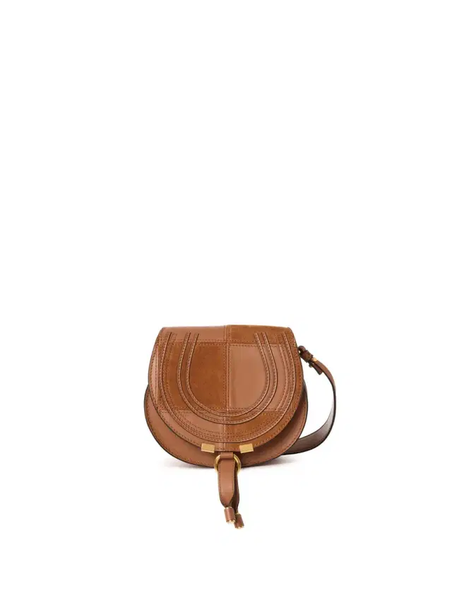 Small Marcie saddle bag in grained & suede leather