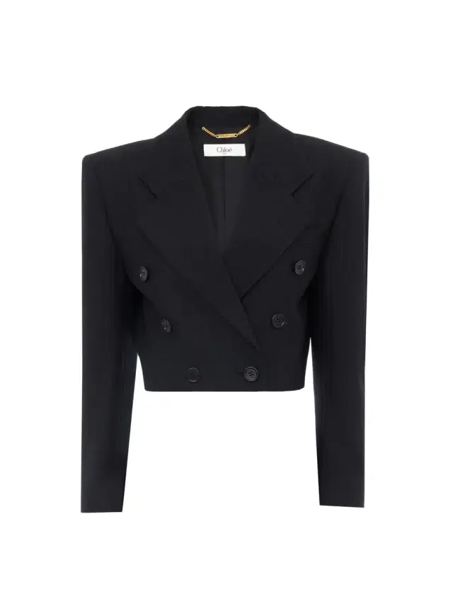 Chloé Double-breasted cropped Spencer jacket in striped wool