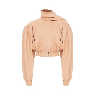 Chloé Cropped scarf jacket in leather | Thumbnail 1