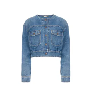 Chloé Collarless cropped jacket in denim | Thumbnail 1