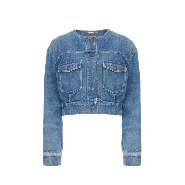 Chloé Collarless cropped jacket in denim