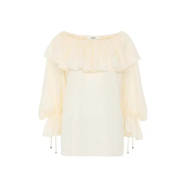 Chloé Fluid ruffle top in silk jacquard