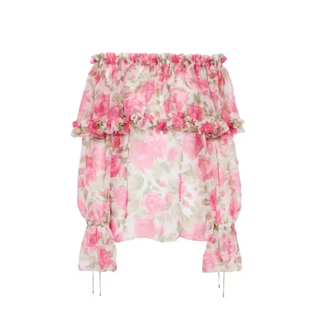 Chloé Off-the-shoulder puff-sleeve top in silk mousseline