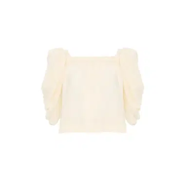 Chloé Puff-sleeve pleated top in crêpe de chine | Thumbnail 1