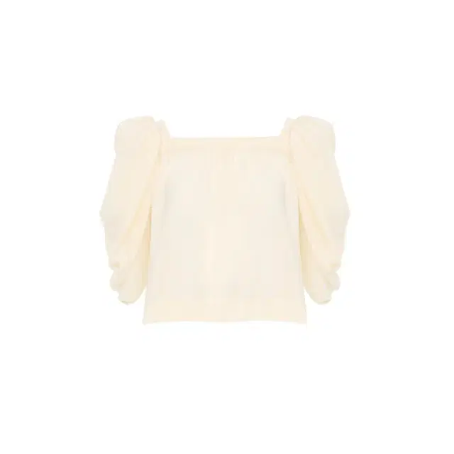 Chloé Puff-sleeve pleated top in crêpe de chine