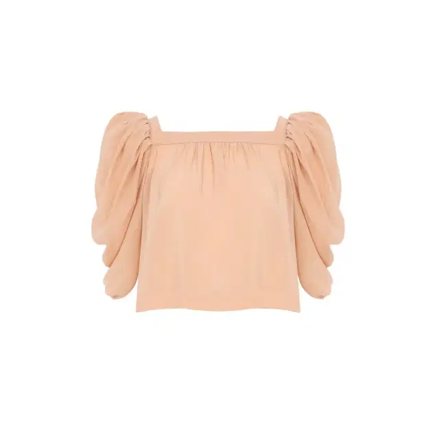 Chloé Puff-sleeve pleated top in crêpe de chine