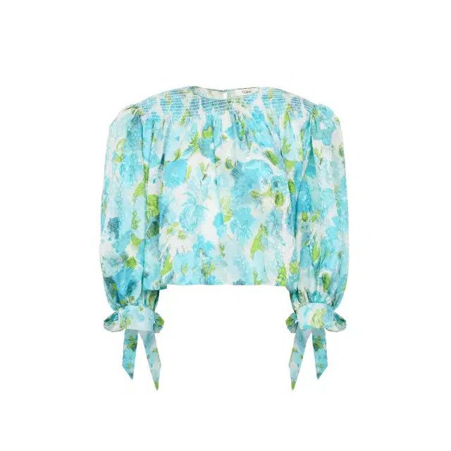 Chloé Gathered cropped top in silk jacquard