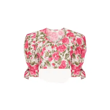 Chloé Puff-sleeve cropped top in cotton poplin | Thumbnail 1