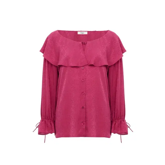 Chloé Round-neck ruffle blouse in silk jacquard