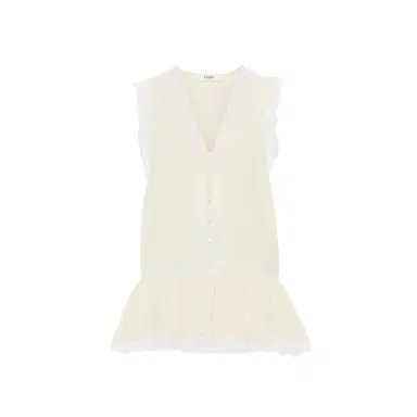 Chloé Sleeveless peplum top in crêpe de chine & lace | Thumbnail 1