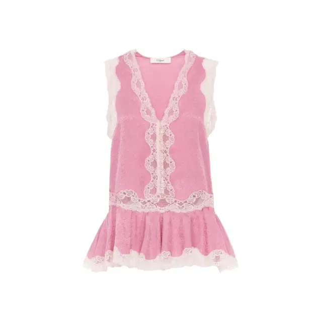 Chloé Sleeveless peplum top in silk jacquard & lace