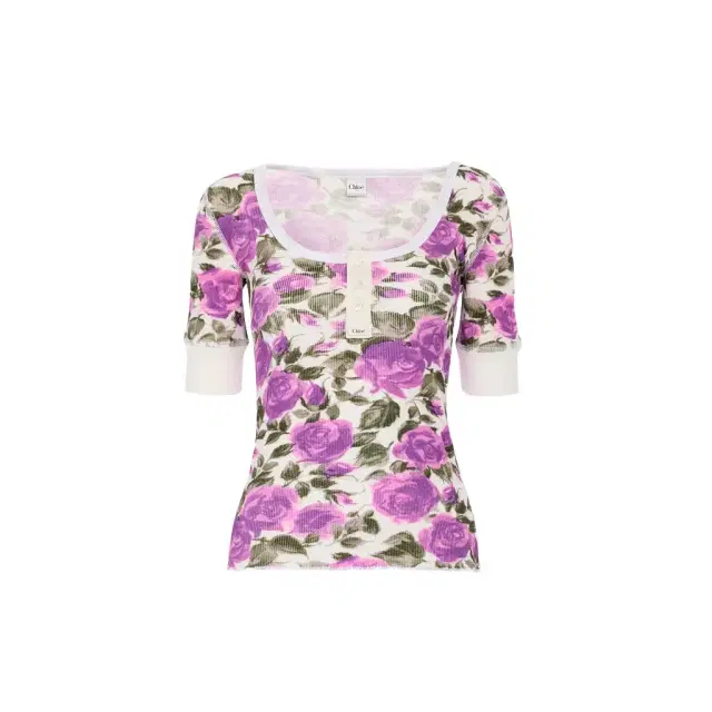 Short-sleeve Henley shirt in cotton jersey