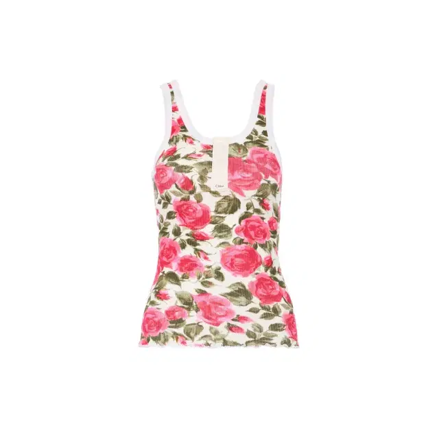 Henley tank top in cotton jersey