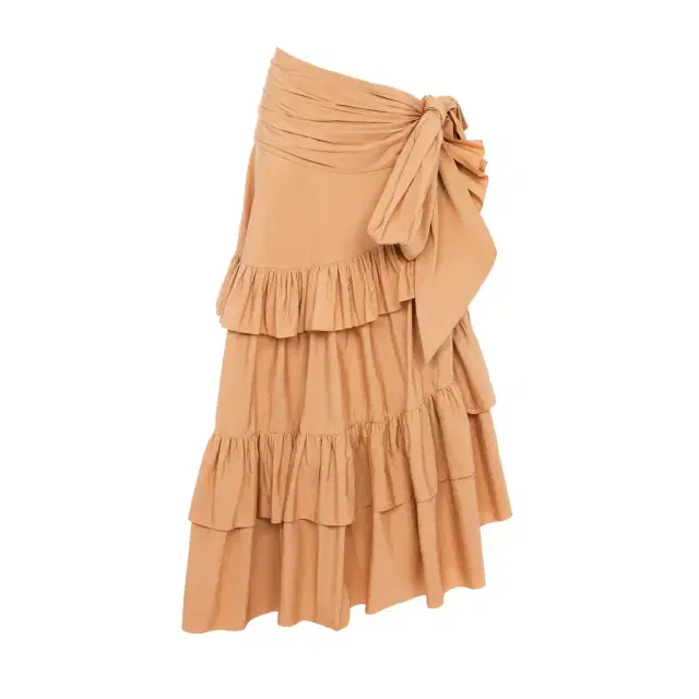 Ruffled long skirt in cotton poplin
