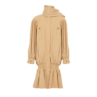 Chloé High-neck gathered trench coat in cotton poplin | Thumbnail 1