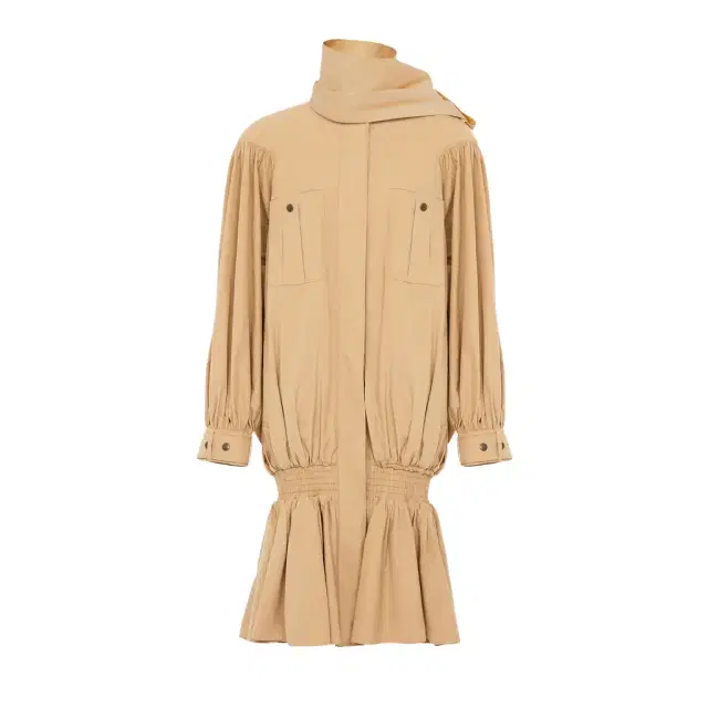 Chloé High-neck gathered trench coat in cotton poplin