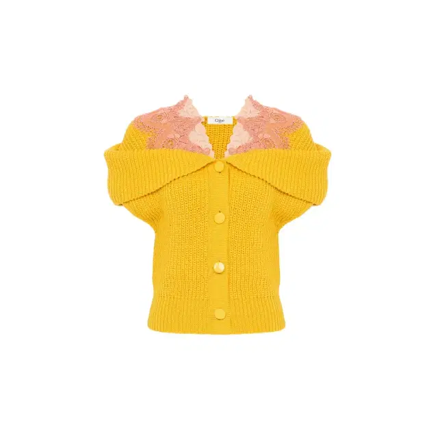 Chloé Cape cardigan in a cotton knit & lace