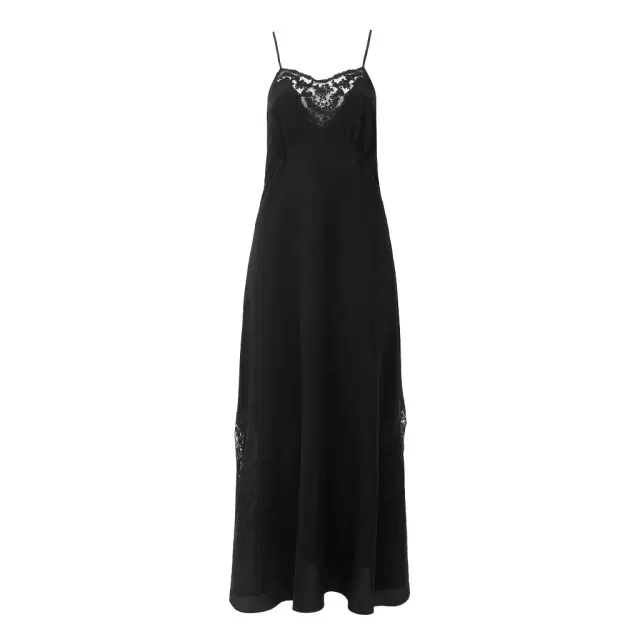 Chloé Long lingerie dress in crêpe de chine & lace