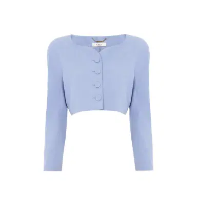 Chloé Cropped collarless jacket in linen crêpe | Thumbnail 1