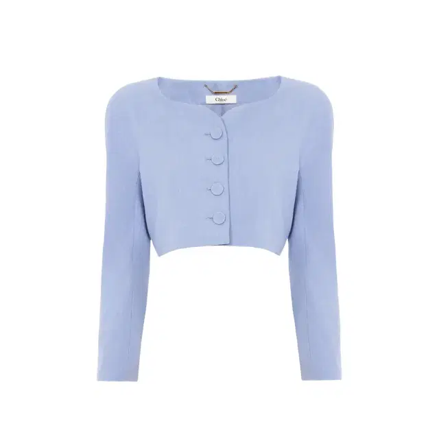 Chloé Cropped collarless jacket in linen crêpe