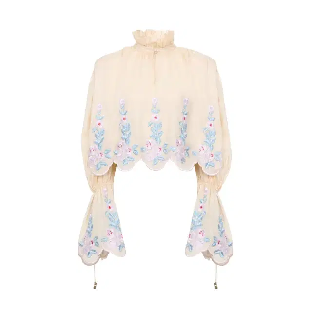 Chloé High-neck puff-sleeve top in technical taffeta