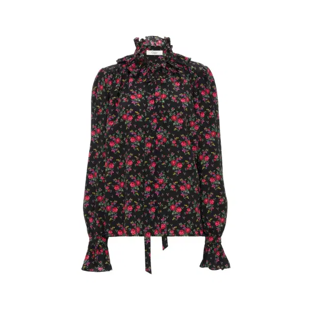 Chloé Tie-front ruffled blouse in crêpe de chine