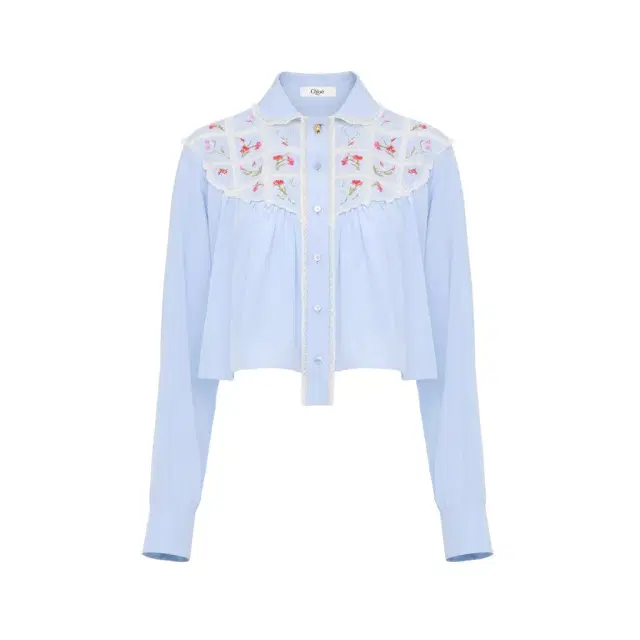 Chloé Cropped blouse in silk, cotton poplin & lace