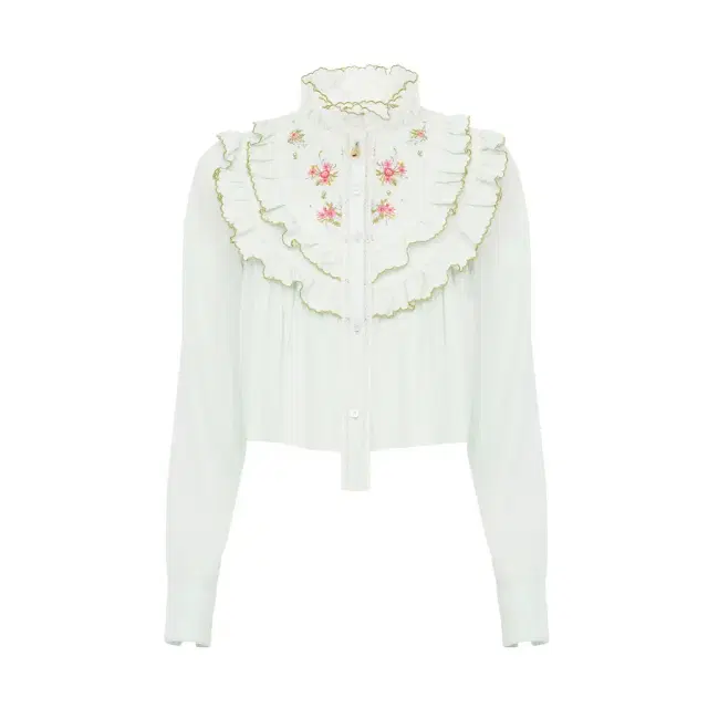 Chloé Cropped ruffled blouse in silk & cotton poplin